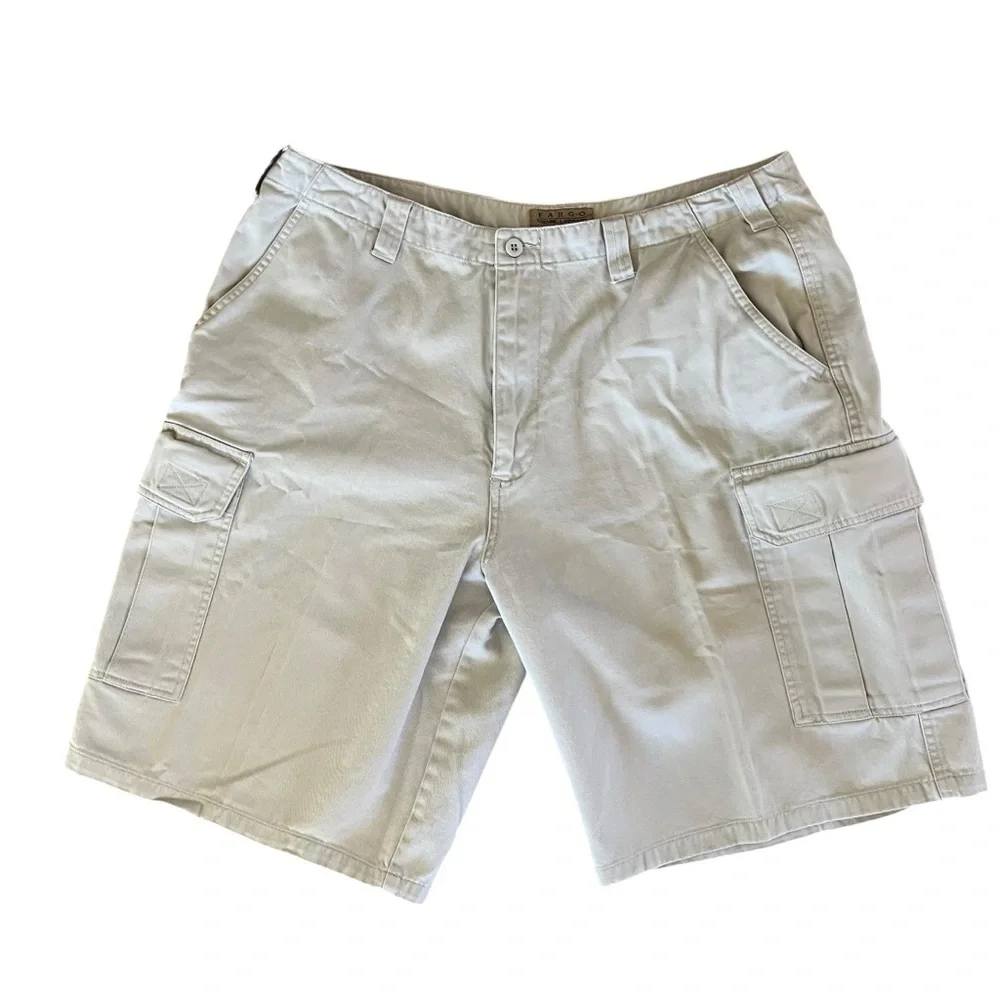 Fargo Men’s Cargo Shorts 36 – Tan Utility Workwear Cotton Pockets Outdoor Casual - Picture 1 of 10